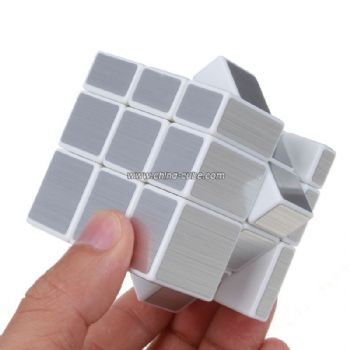 ShengShou 3x3x3 Mirror Blocks Puzzle Speed Cube  57mm - White Body + Golden Sticker