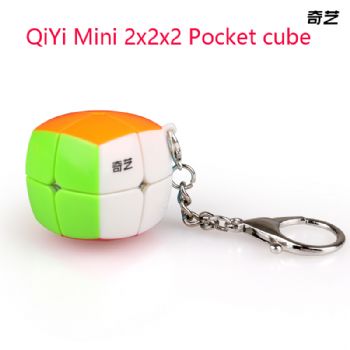 QiYi Mini 2x2x2 Pocket Stickerless cube Magic Keychain Cube Pendant Chain Key Ring Speed Puzzle Cubes Toys For Children